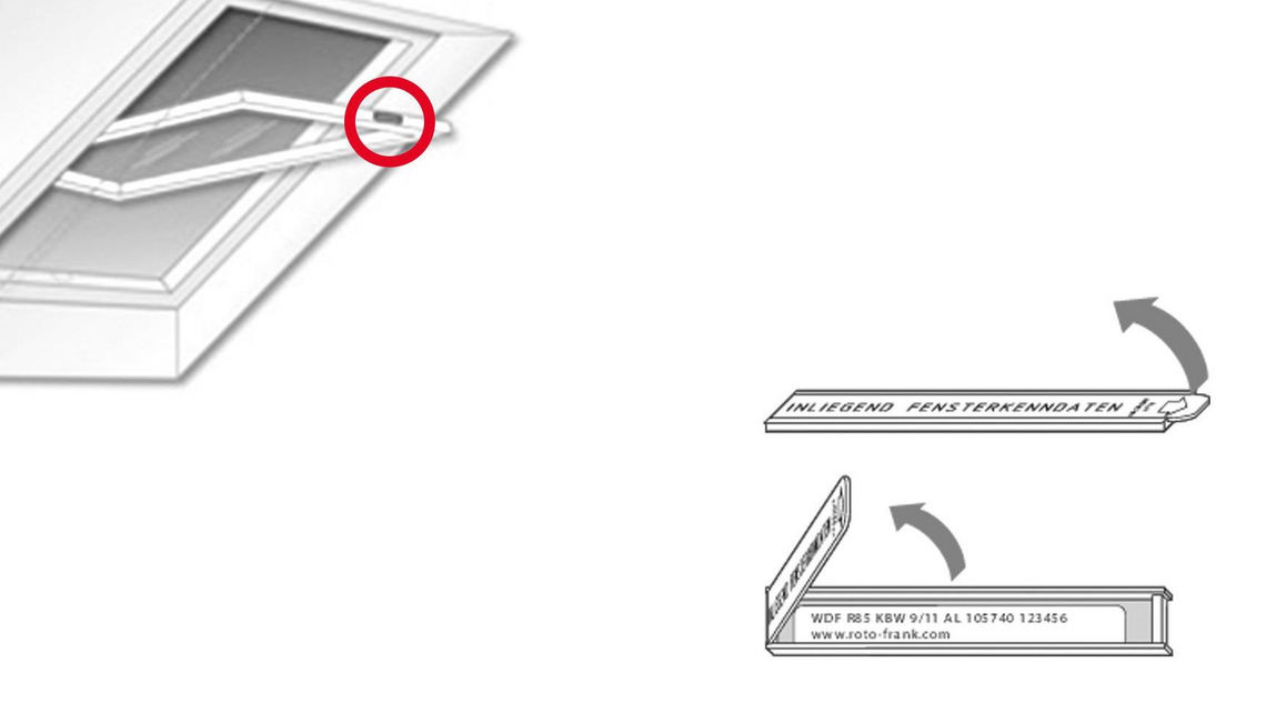 Grafisch voor het vinden van het typeplaatje op het Designo R6-dakvenster